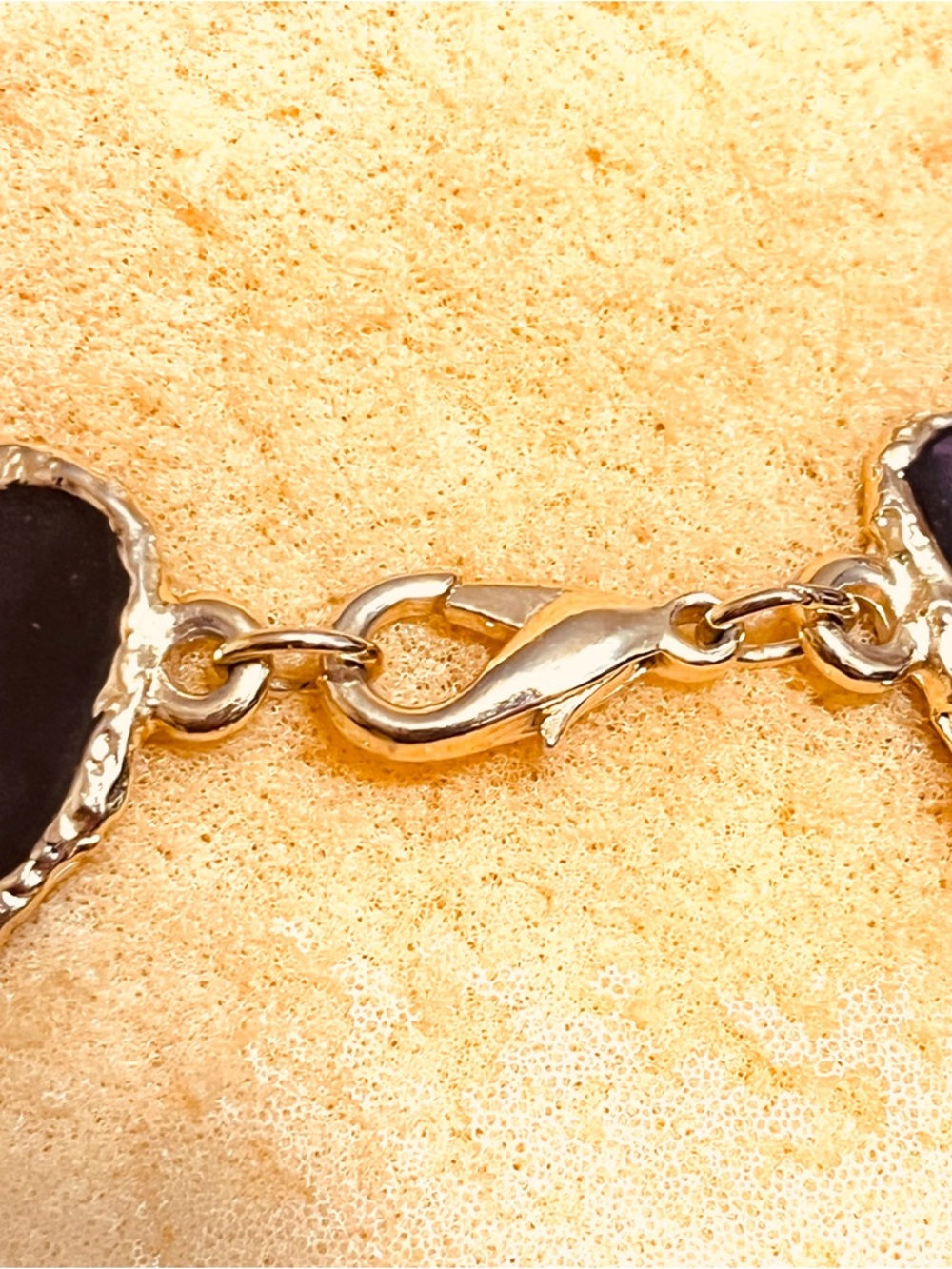 Gold Chain Necklace with Deep Brown Gemstone Links - Picture 4 of 4